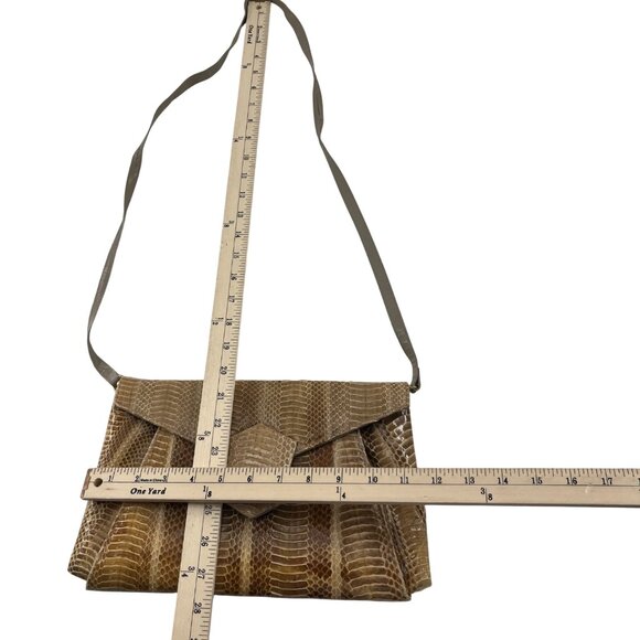 Vintage 1970s J Renee Brown Snakeskin Purse Tan Beige Brown - Picture 2 of 6